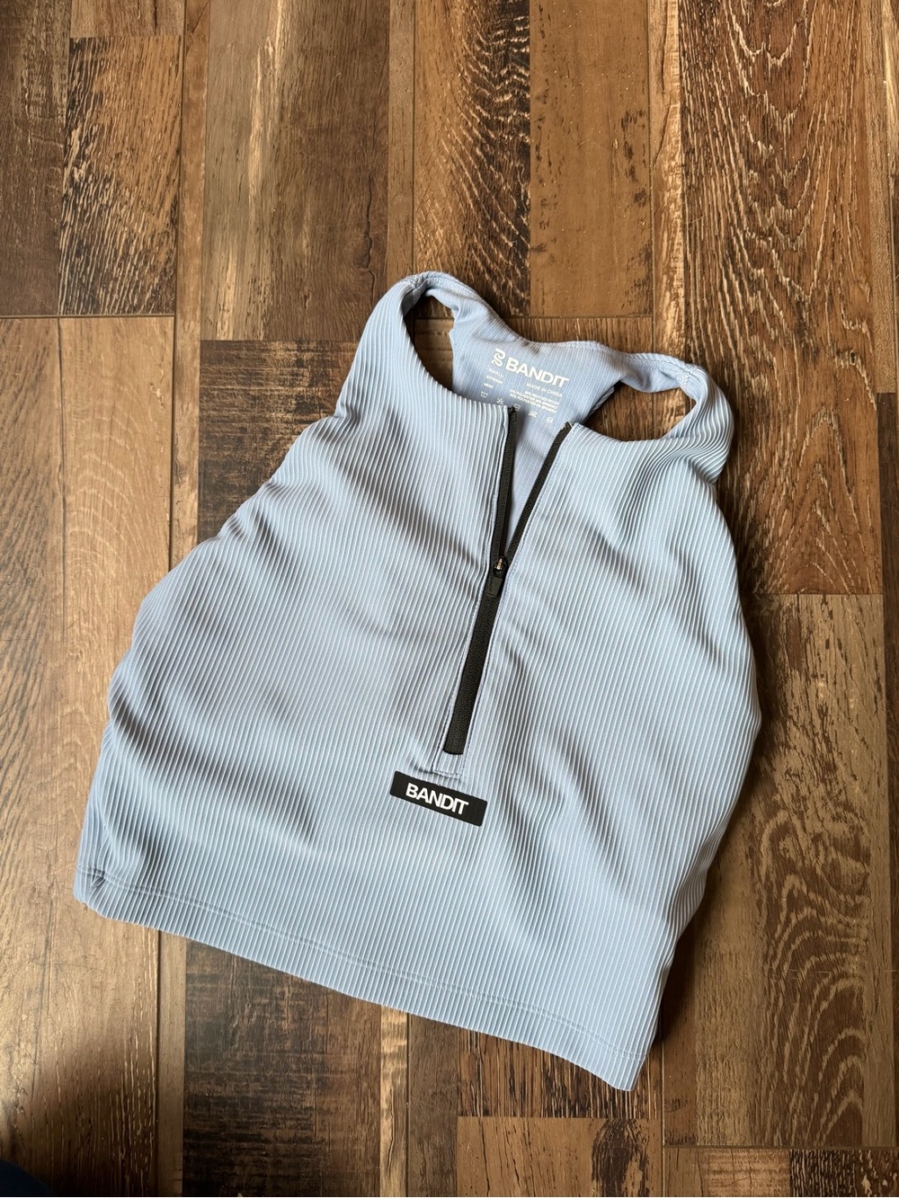 BANDIT RUNNING CADENCE ZIP T BACK RACE CROP - STEEL HORIZON/PAVILION BLUE